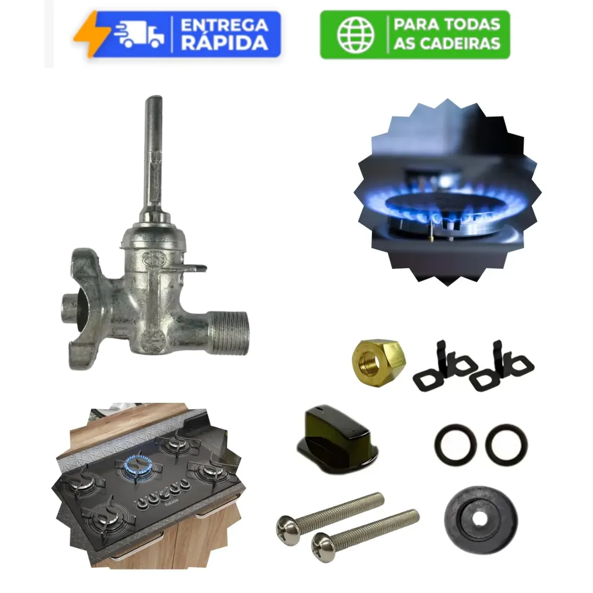 Kit Registro Para Fogão Cooktop Com Rosca
