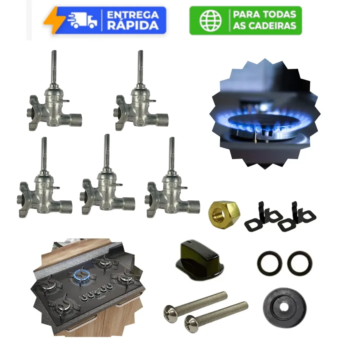 Kit Registro Para Fogão Cooktop Com Rosca