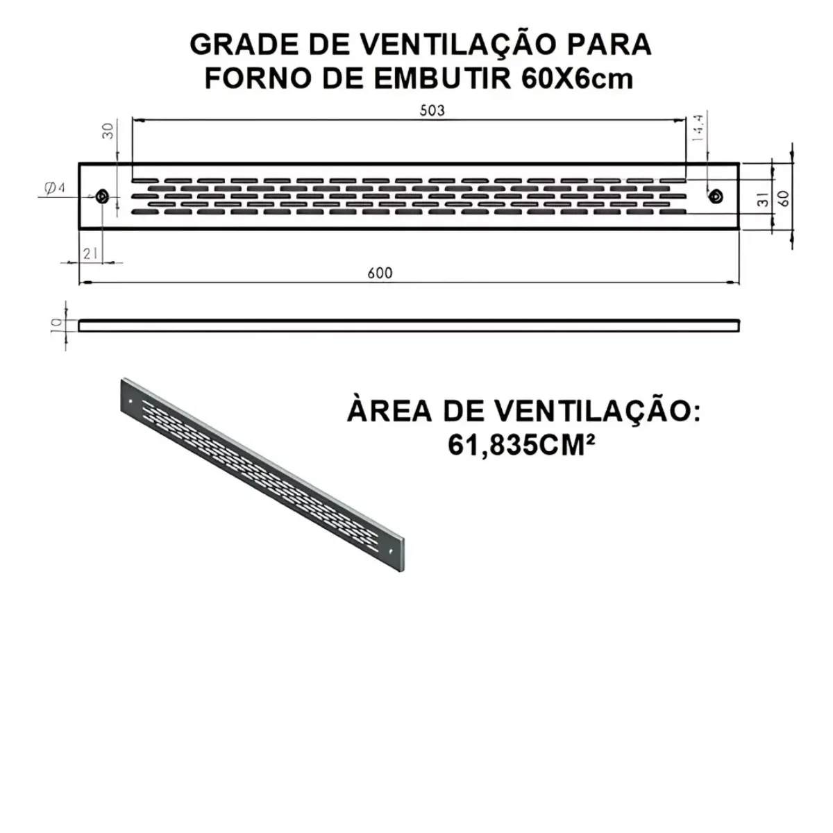 Grade De Ventilação Para Forno E Micro-ondas De Embutir Inox 7