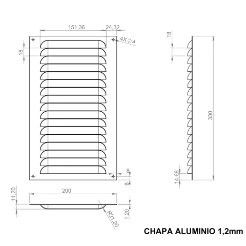 Grade De Ventilação ITC 20x33 cm 2