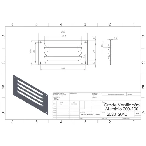 Grade De Ventilação ITC 20x10 cm 2