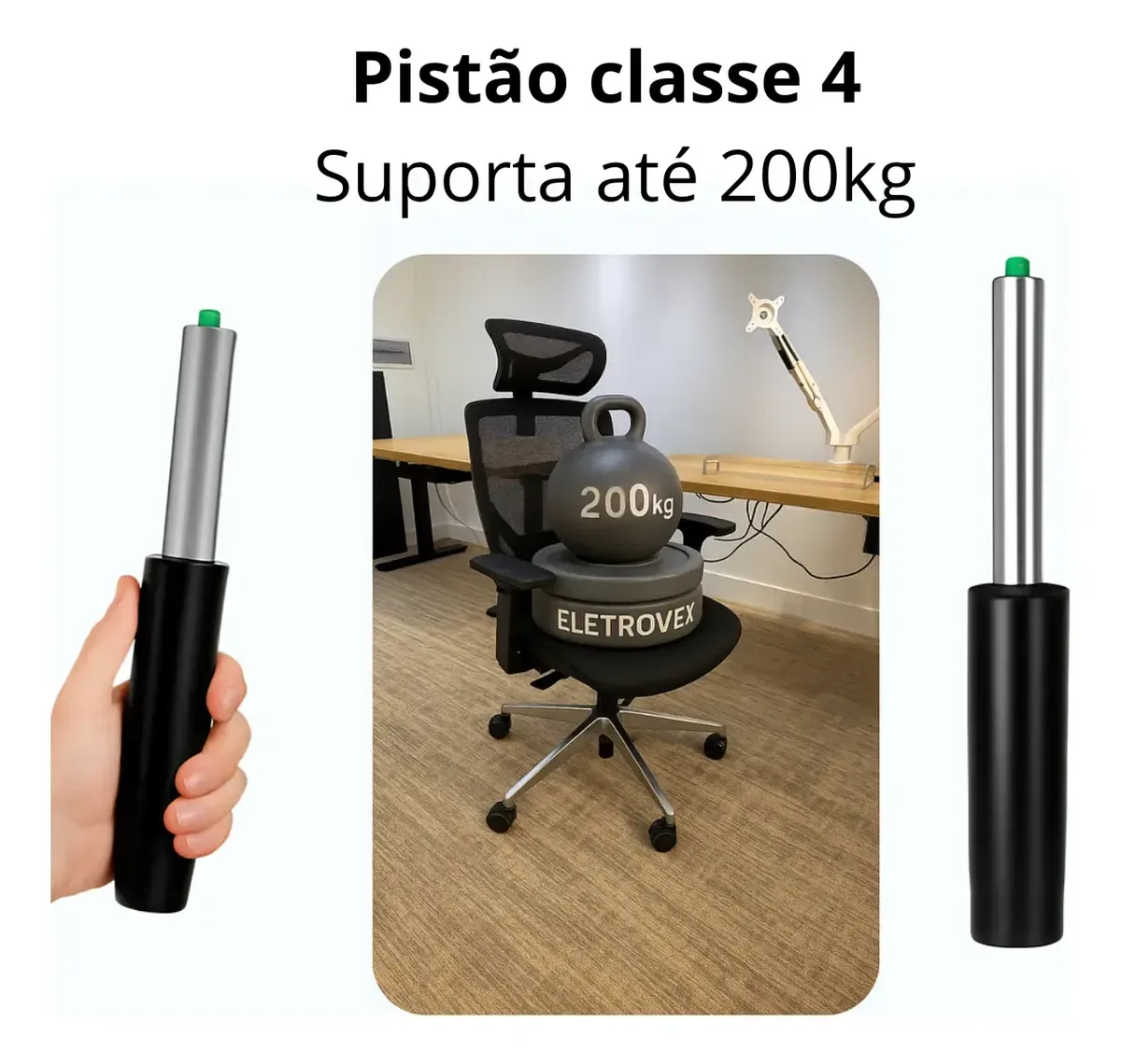 Pistão Gás Coluna Universal Cadeira Reforçado Classe 4 200kg 5