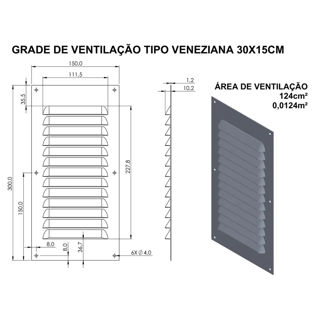 Grade De Ventilação ITC 30x15 cm 2
