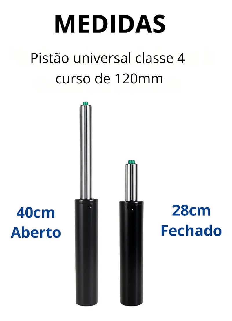 Pistão Gás Coluna Universal Cadeira Reforçado Classe 4 200kg 6