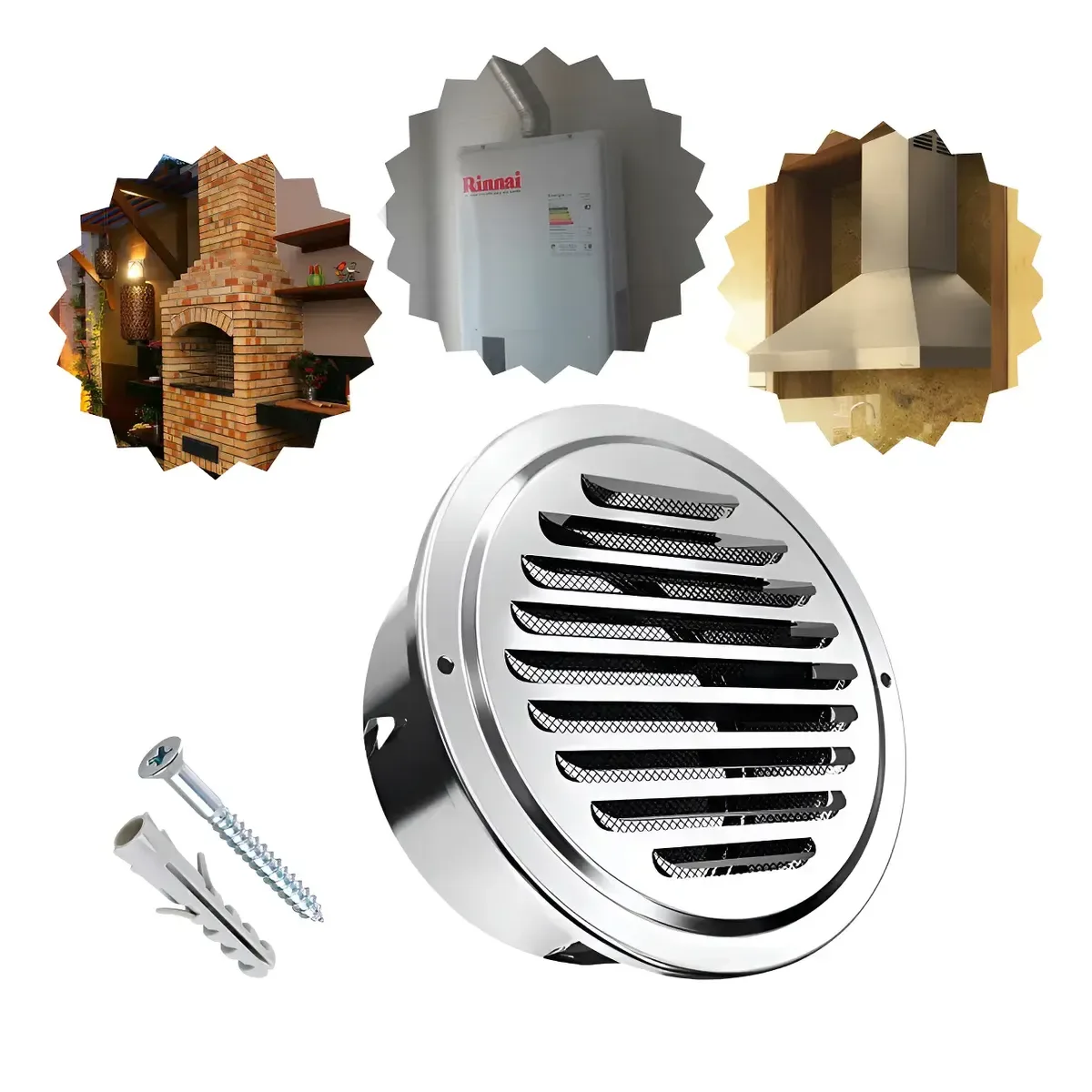 Grade Inox Trailer Coifa Motorhome Ventilação 100mm 125mm 150mm 200mm 250mm 300mm