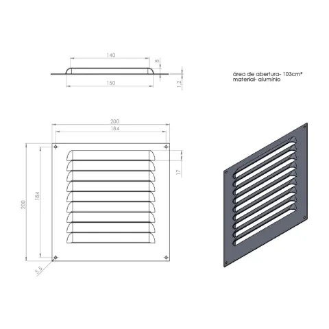 Grade De Ventilação ITC 20x20 cm 2