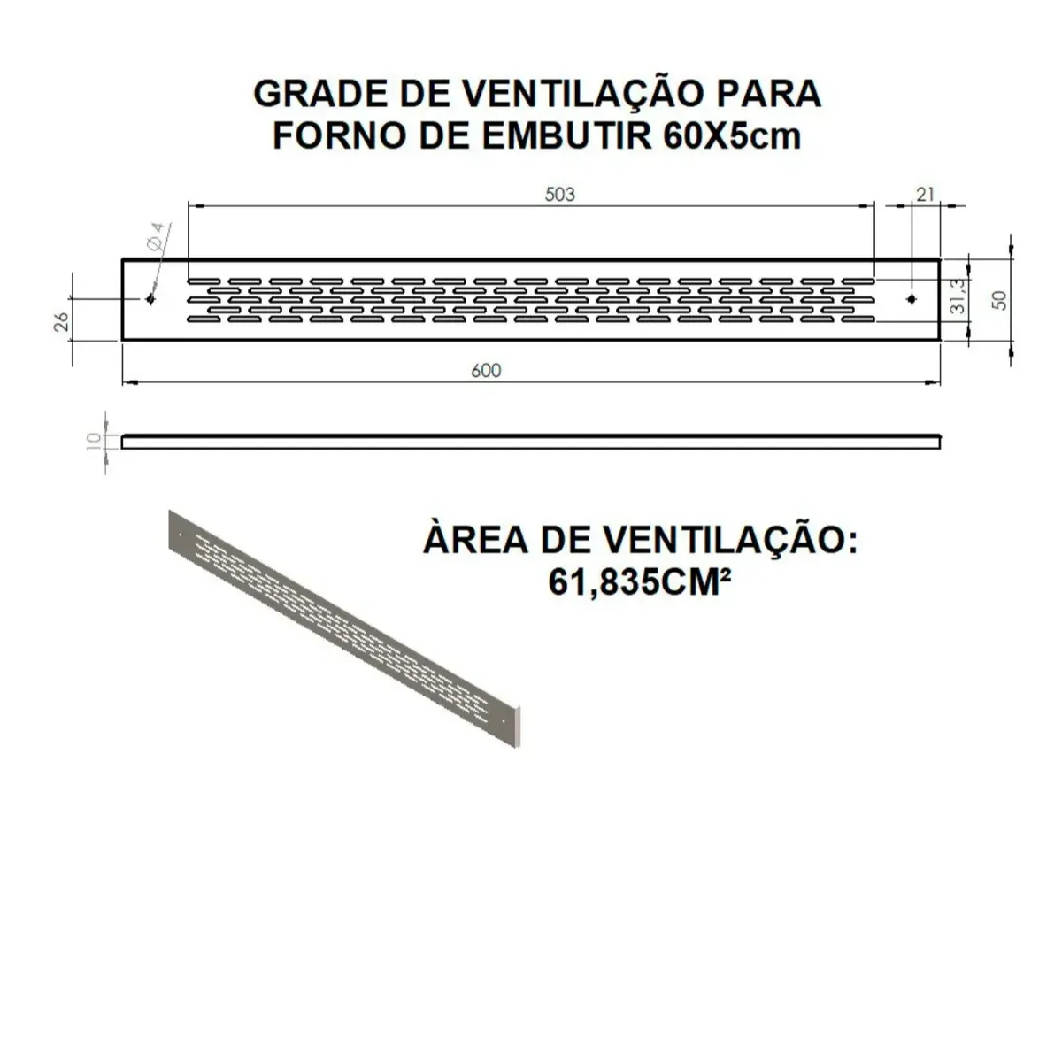 Grade De Ventilação Para Forno E Micro-ondas De Embutir Inox 8