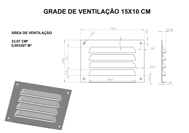 Grade De Ventilação ITC 15x10 cm 2