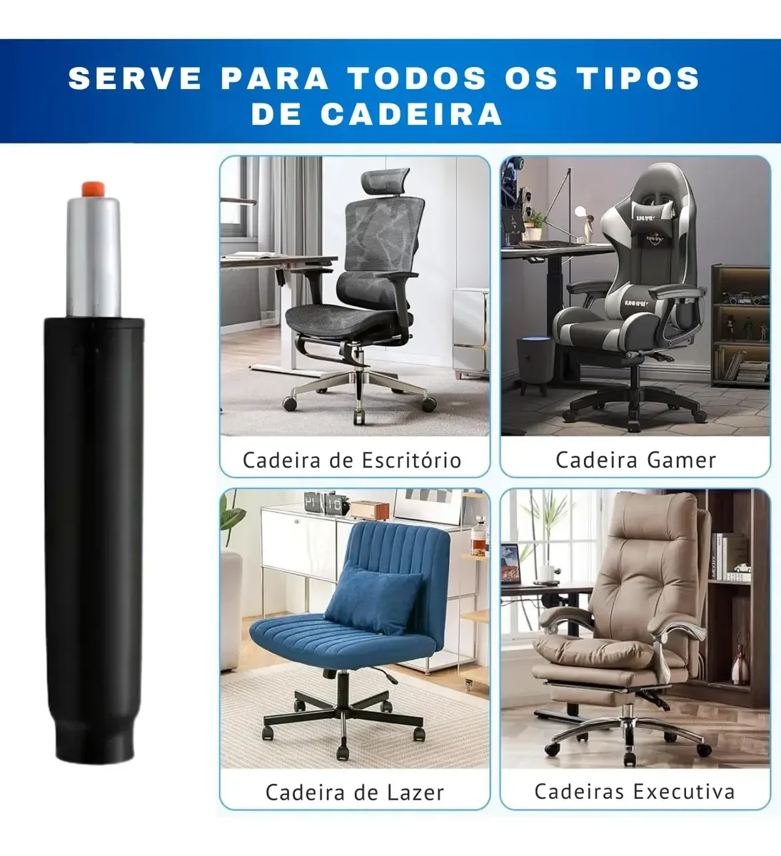 Pistão Gás Coluna Universal Cadeira Reforçada Classe 3 150kg 2