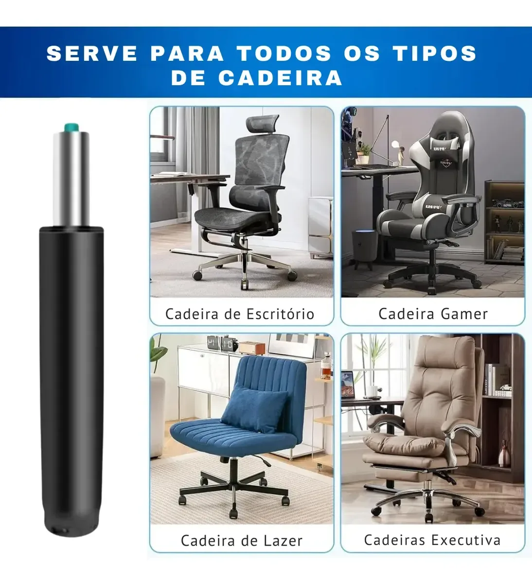 Pistão Gás Coluna Universal Cadeira Reforçado Classe 4 200kg 2