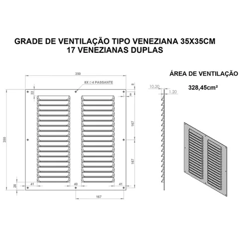 Grade De Ventilação ITC 35x35 cm 2