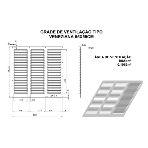Grade De Ventilação ITC 55x55 cm 2