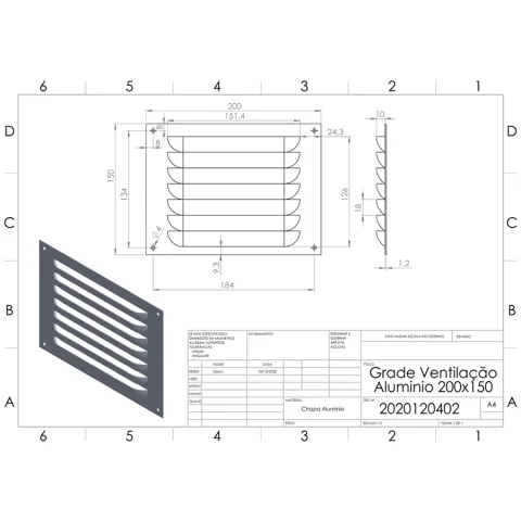 Grade De Ventilação ITC 20x15 cm 2