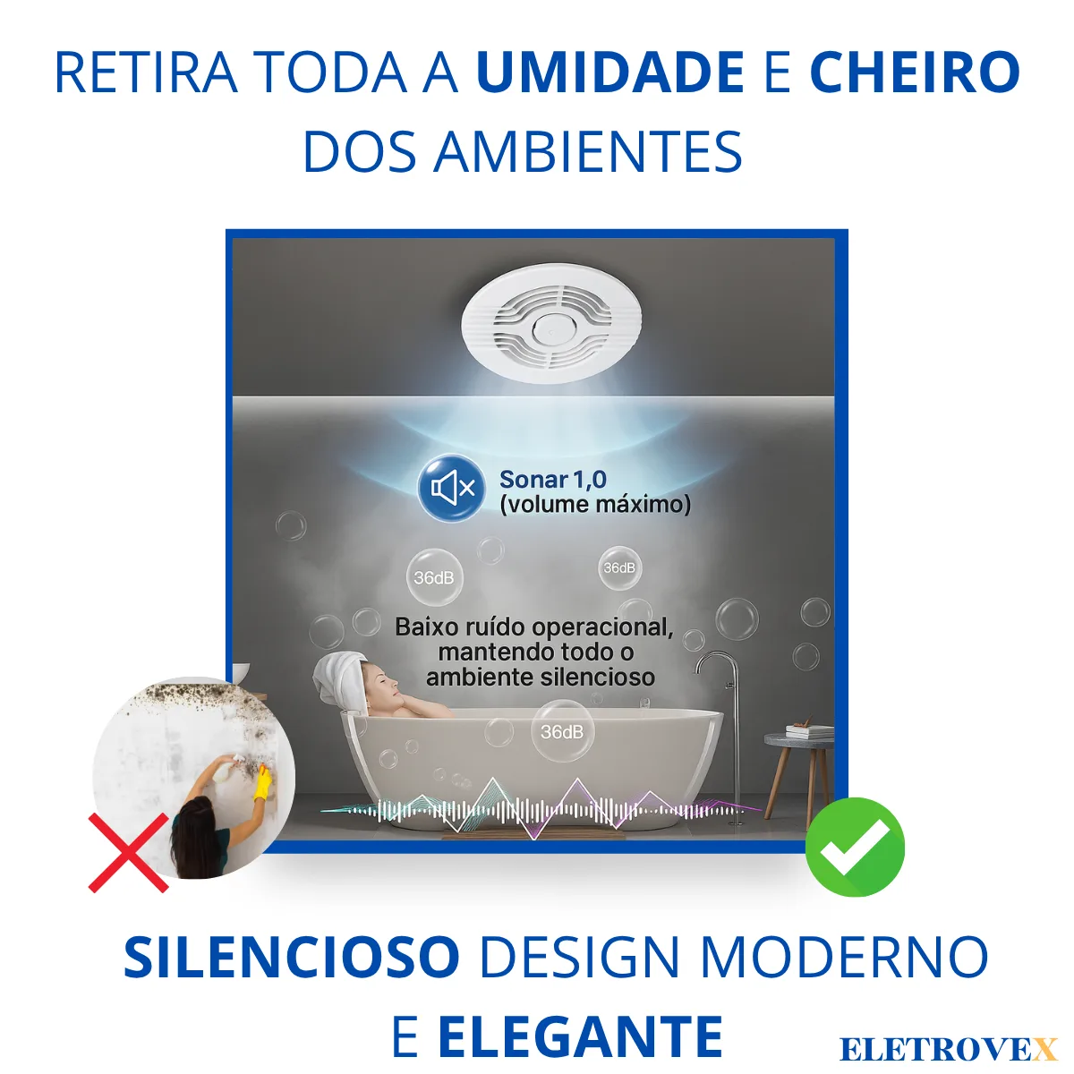Exaustor Para Banheiro Ventilador Preto 100mm 127/220v 5