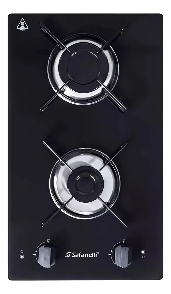 Cooktop Safanelli de Vidro Preto com 2 Bocas para Gás GLP 3