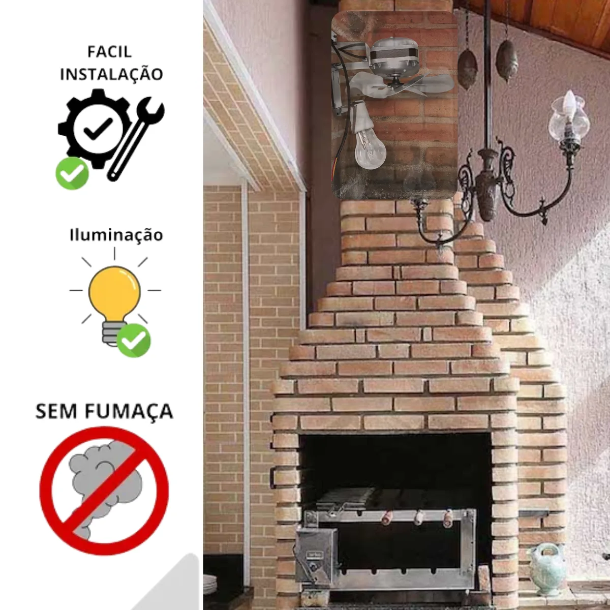 Exaustor 15cm Com Lâmpada Para Churrasqueira Com Cabo Anti-Chamas 4