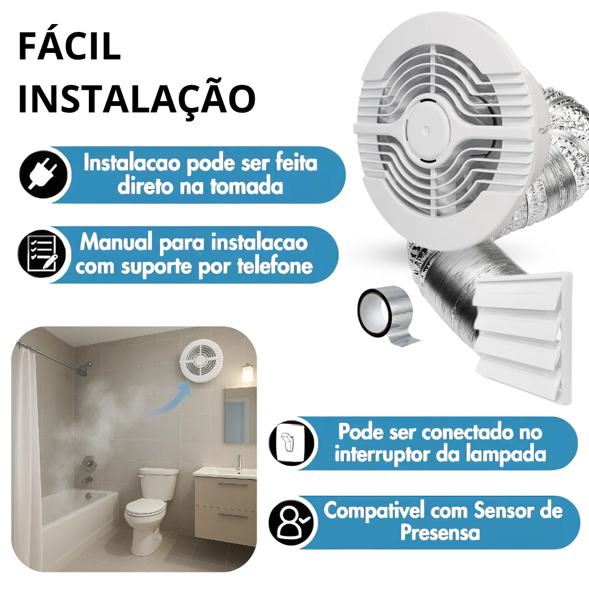 Kit ITC Fan 100mm Com Duto e Grade 2