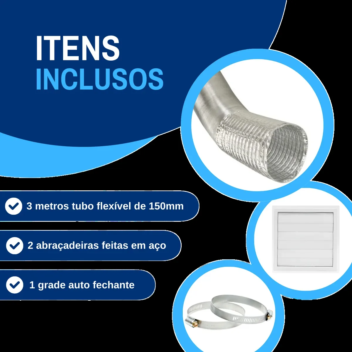 Kit ITC Fan 150mm Com Duto e Grade 3