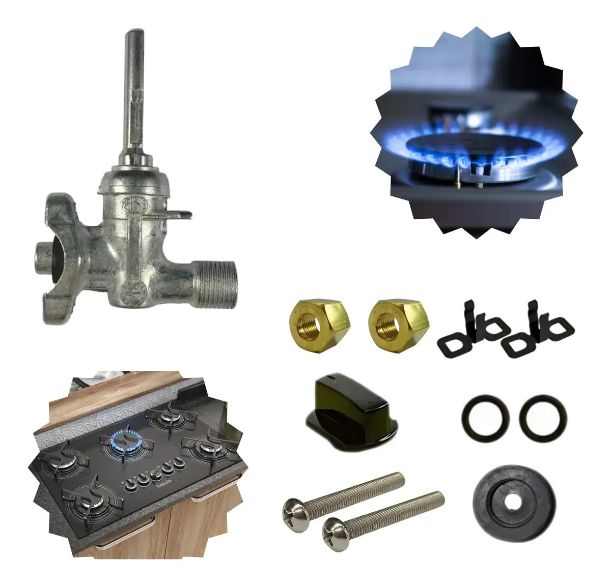 Kit Registro Para Fogão Cooktop Com Rosca